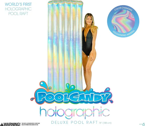 Vista 8 de Poolcandy Balsa holográfica de lujo para piscina - 74 x 30