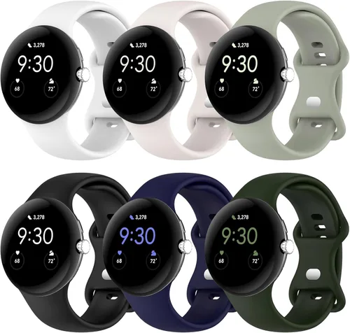 Vista 29 de Correa Compatible con Google Pixel Watch 1/2/3/4 (41mm), Pulsera de Reemplazo de Silicona Suave Deportiva para Google Pixel Watch 41mm Blanco