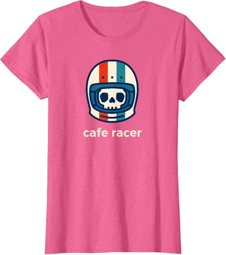 Vista 51 de Cafe Racer Moda Simple Casco Diseño Motocicleta Camiseta Negro
