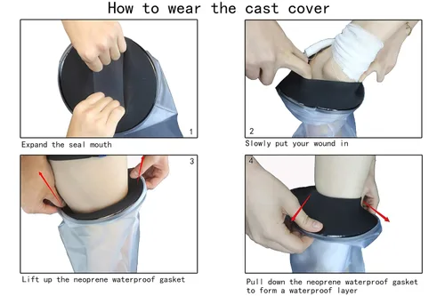 Vista 4 de HO - Protector de heridas impermeable para ducha, protector de yeso sellado reutilizable, bolsa de fundición, funda fundida, protección impermeable