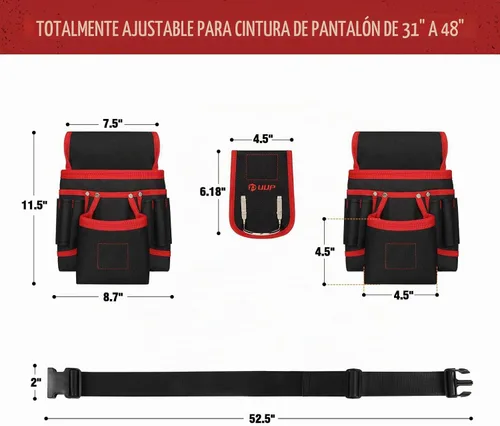 Vista 2 de Cinturón de herramientas magnético para hombres, 26 bolsillos, bolsa de herramientas de uñas resistente, regalo para papá