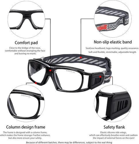 Vista 3 de SooGree Gafas deportivas para baloncesto, fútbol, fútbol, gafas protectoras de seguridad, gafas de raquetbol para adultos, lentes reemplazables