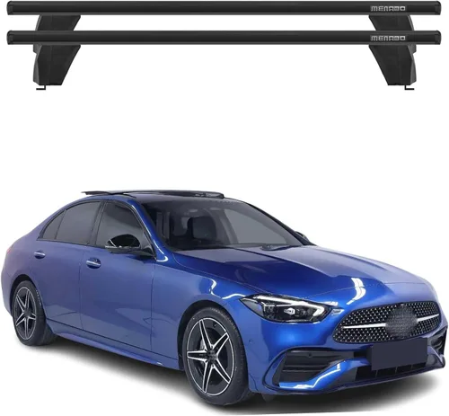 Vista 13 de OMAC Barras transversales de techo de punto fijo Mercedes Clase C Sedan 2015 a 2023, portaequipajes, 165 libras, aluminio, 2 piezas, color plateado