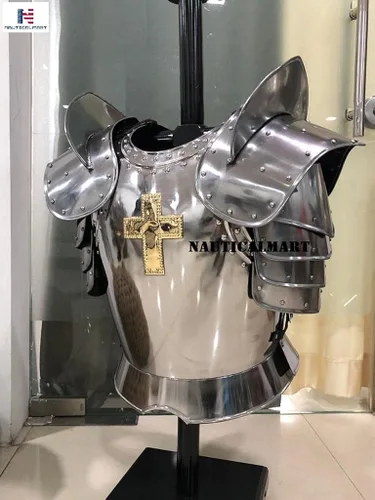 Vista 3 de Nautical-Mart Medieval Warrior Peto Hombro Protector de Acero Peto de la Armadura del Traje