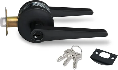 Vista 32 de MD8820-DB-BK-1P - Manija de puerta de privacidad sólida para dormitorio y baño, acabado negro mate