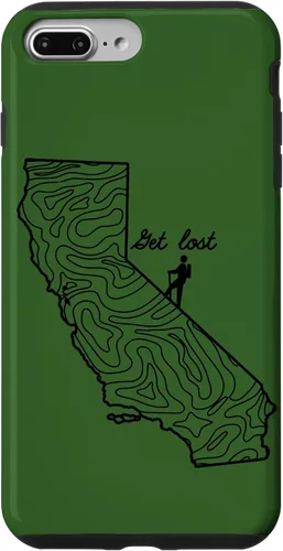 Vista 9 de Funda para iPhone 14 Vintage Hike California Topo Map Senderismo Get Lost Hiker