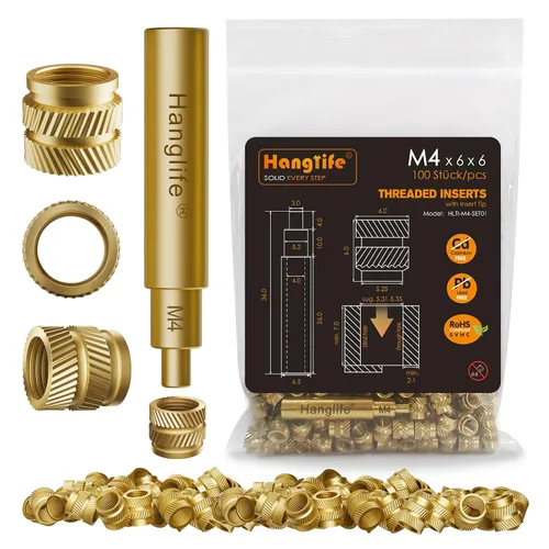 Vista 8 de HANGLIFE M2 Insertos Roscados de Ajuste Térmico con Punta de Inserción, Inserto de Juego de Calor para Componentes de Impresión 3D y Piezas