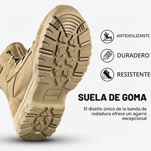 Vista 6 de FREE SOLDIER Botas de senderismo tácticas para hombre, ligeras, cómodas, botas de trabajo de combate de 6 pulgadas Canela