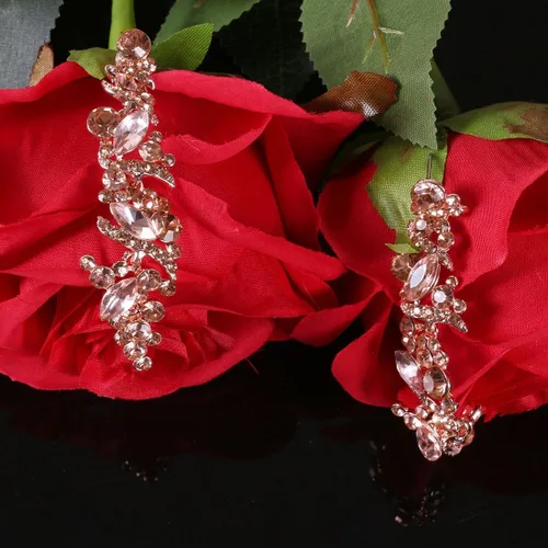 Vista 2 de NLCAC - Aretes para mujer, de cristal, largos, forma de pera, lágrima estrás, para novia, boda