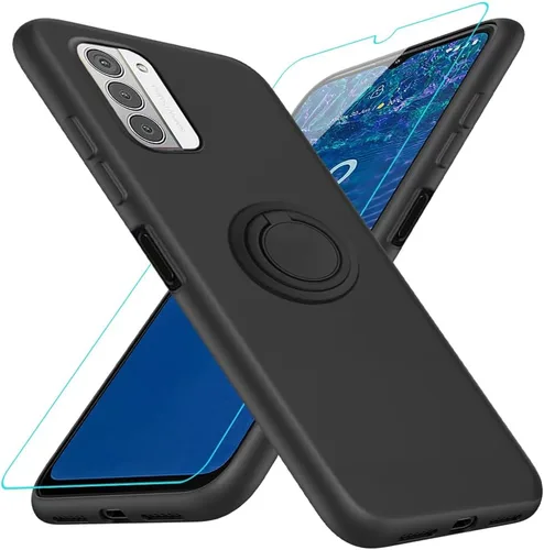 Vista 11 de Para Ulefone Note 16 Pro Funda De Teléfono Con Protector De Pantalla De Vidrio, Soporte De Anillo Giratorio De 360 ° Soporte Magnético De Silicona