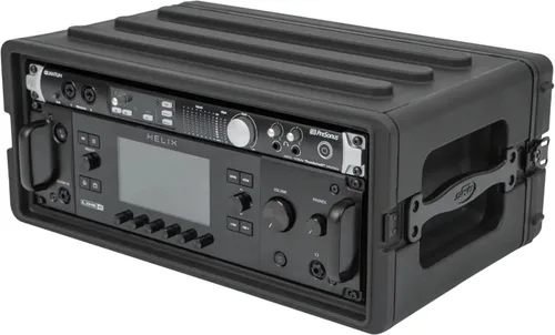 Vista 7 de SKB Estuche Roto Rack 4U Poco Profundo – Protector de equipo de polietileno duradero, apilable, impermeable con pestillos giratorios y patas de goma