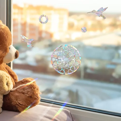 Vista 5 de 42 calcomanías estáticas de pájaros para ventana, anticolisión, para ataques de pájaros, calcomanías de ventana de puerta de cristal, para evitar