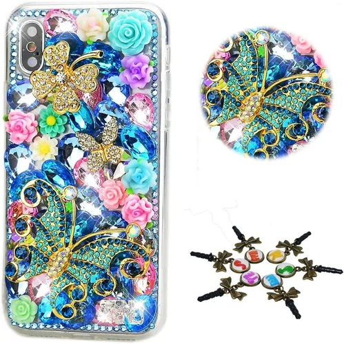 Vista 7 de Sparkle Case compatible con Samsung Galaxy Z Flip 2 5G - Elegante - Funda 3D hecha a mano con corona de flores y luna con diamantes de imitación