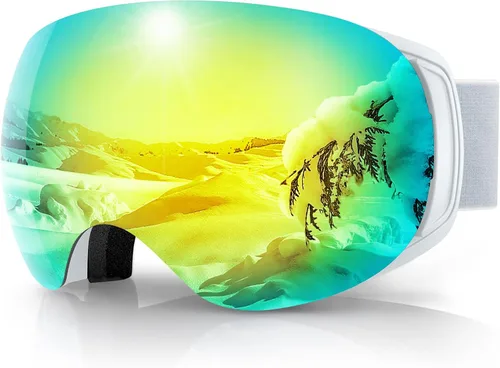 Vista 11 de findway Gafas de esquí OTG para mujeres, hombres, adultos, jóvenes - Sobre gafas, gafas de nieve - Lente intercambiable, gafas de snowboard antivaho