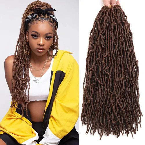 Vista 7 de Extensiones de cabello sintético de ganchillo de 18 pulgadas, 6 paquetes de rastas suaves preenrolladas, extensiones de cabello sintético