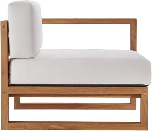 Vista 6 de Modway EEI-4256-NAT-WHI-SET Sofá biplaza seccional de 2 piezas de madera de teca para patio, color blanco natural