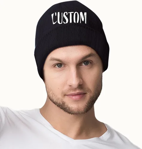 Vista 4 de Gorros personalizados para hombres y mujeres sombreros personalizados - Añadir texto logotipo foto - Sombreros de punto personalizados de invierno