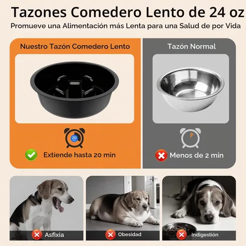 Vista 4 de URPOWER Cuencos elevados para perros pequeños, soporte elevado 3 en 1 Negro