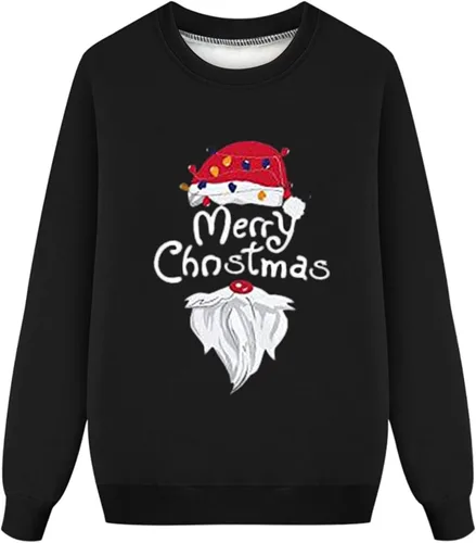 Vista 4 de Camisetas de Navidad a juego para la familia, de manga larga, para festivales, fiestas, pijamas con estampado de árbol de Navidad