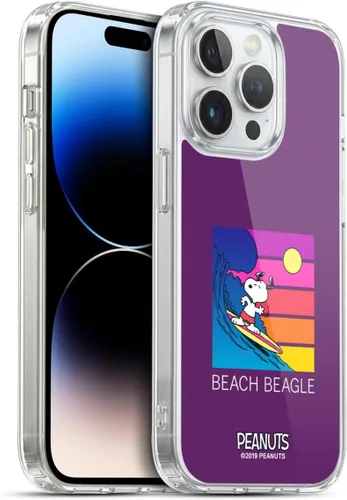 Vista 186 de Head Case Designs Funda de gel suave con licencia oficial de Peanuts Tropical Surf Snoopy Aloha Disco compatible con Apple iPhone 13 Mini Surf