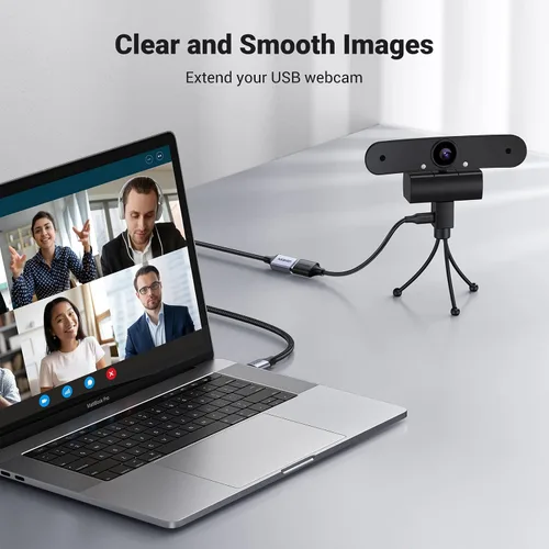 Vista 5 de UGREEN Paquete de 2 cables de extensión USB (1.5 pies + 1.5 pies), cable extensor USB 3.0 de nailon trenzado, compatible con cámara web, cámara