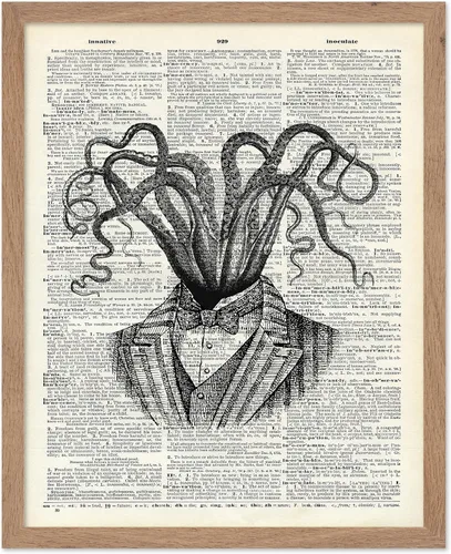 Vista 89 de Poster Master Póster de pulpo para parejas, póster de diccionario, arte Kraken, regalo romántico para él, ella, amantes, decoración náutica
