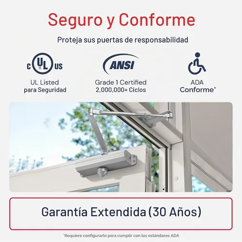 Vista 4 de Lawrence Lawrence LH5016 Aluminio - Cierrapuertas automático comercial de grado comercial medio/resistente, control de puerta de acción retardada