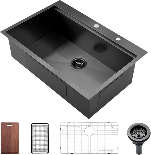 Vista 11 de Fregadero de 15x15 pulgadas para estación de trabajo de barra Fregadero de acero inoxidable T304 calibre 16 de montaje superior Tazón único