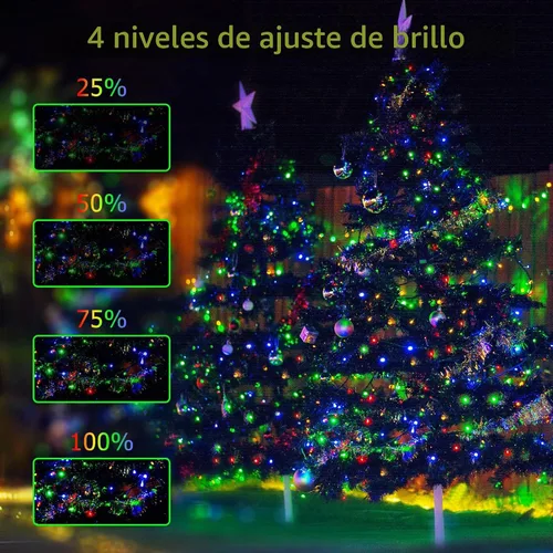 Vista 7 de Eueasy Luces de Navidad para exteriores, 1000 luces LED de 344 pies, enchufables, impermeables, con control remoto, 8 modos con temporizador