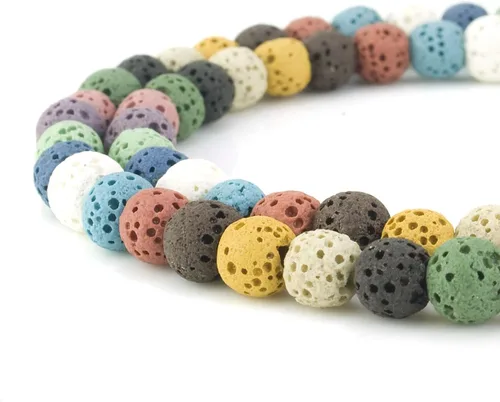 Vista 11 de Abalorios de piedra de lava de la marca Beadnova, de 0.24 a 0.48 pulgada, para hacer joyas y accesorios, Gema, Negro, 8mm