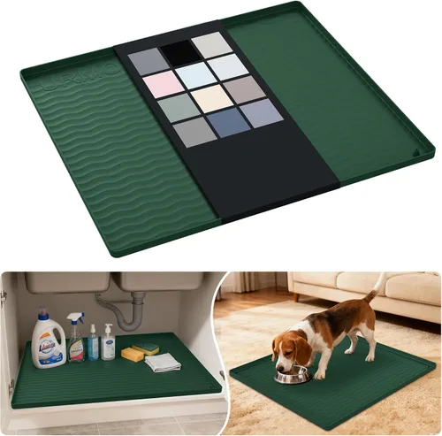 Vista 31 de URMONA - Tapete de silicona impermeable para debajo del fregadero, 16 x 10 Beige