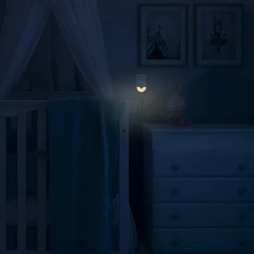 Vista 7 de AULTRA Luz nocturna LED redonda luces nocturnas enchufables a la pared, sensor de atardecer a amanecer activado, encendido y apagado automático