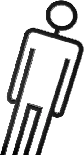 Vista 3 de Letrero de baño acrílico con adhesivo en la parte posterior para hombres y mujeres, letreros de puerta de baño, letreros de baño para negocios, Negro