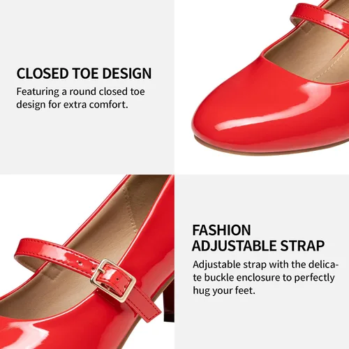 Vista 5 de Trary Mary Jane Shoes Women, Chunky Mary Janes Heels for Women Shoes Dressy Casual, Dress Shoes for Women Block Heels Closed Toe Mary Jane Pumps