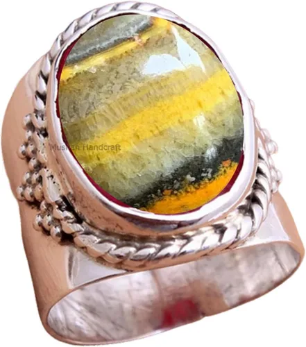 Vista 24 de Anillo de plata de ley 925 con piedras preciosas ovaladas auténticas, hecho a mano, hermoso regalo de Navidad para ella
