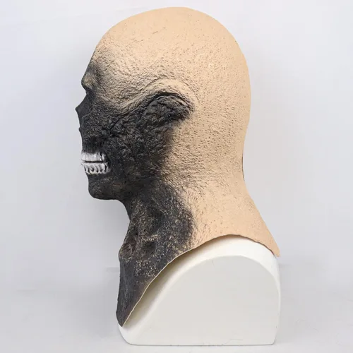 Vista 5 de Máscara de calavera aterradora de cabeza completa, máscara de esqueleto espeluznante realista de zombi, máscara facial de zombi para Halloween