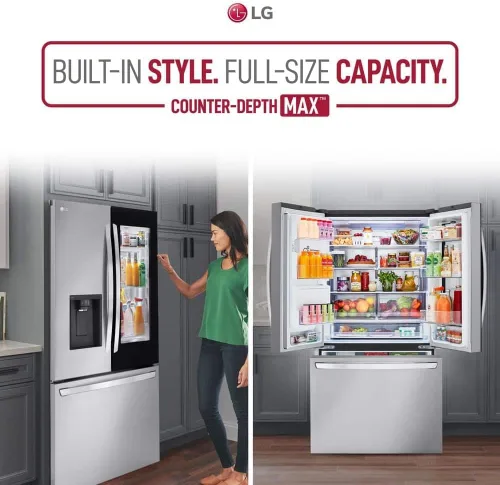 Vista 5 de LG LRFLC2706S Refrigerador inteligente con puerta francesa de 27 pies cúbicos en acero inoxidable