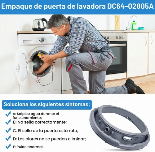 Vista 7 de Sello de puerta de lavadora DC64-02805A mejorado compatible con Samsung, piezas de repuesto de sello de lavadora, diafragma de puerta