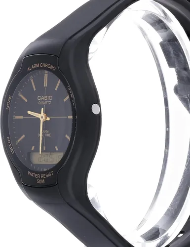 Vista 3 de Casio Core AW90H-7EV reloj de cuarzo de goma negro con esfera blanca para hombre