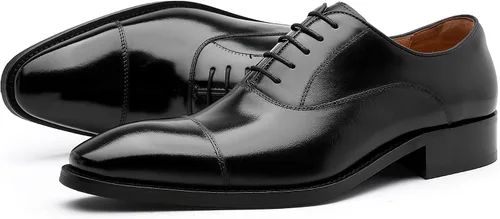 Vista 4 de Zapatos de vestir para hombre, zapatos de cuero formales con cordones Oxford para hombre