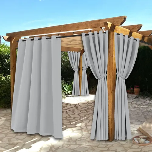 Vista 14 de BONZER Cortinas impermeables para interiores y exteriores para patio - Aislamiento térmico, cortinas opacas con ojales de bloqueo solar
