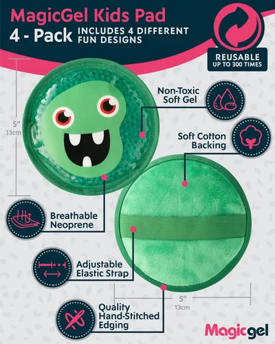 Vista 2 de Bolsas de hielo para niños de Magic Gel para Boo Boos - Paquete de 4 - Bolsas de hielo suaves reutilizables para niños - Pequeña bolsa de gel blanda
