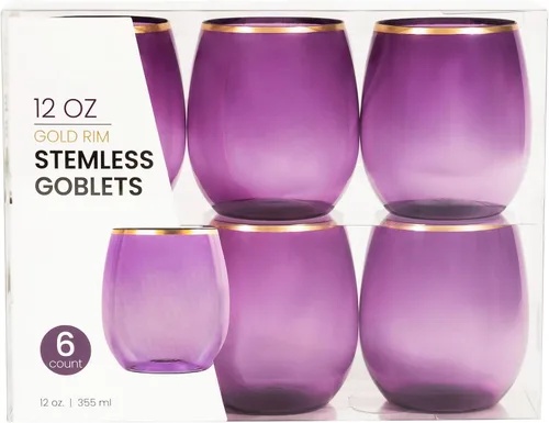 Vista 12 de PLASTICPRO Paquete de 6 Copas de Vino de Plástico Color Azul Aguamarina Sin Tallo Desechables de 12 oz Sin BPA Irrompibles Copas de Vino de Plástico