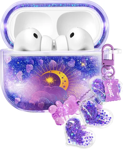 Vista 33 de para Airpods de 2ª/1ª Generación - Estuche Quicksand Liquid Kawaii Lindo Mujer Niña Mujeres Chispeante Brillante Bling Resplandor Adorable Elegante
