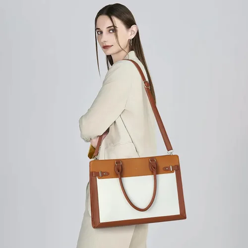 Vista 4 de Keyli Set de 3 piezas de bolso tote para laptop para mujeres, de 15.6 pulgadas, bolsos de trabajo, bolso de negocios para computadora, bolso