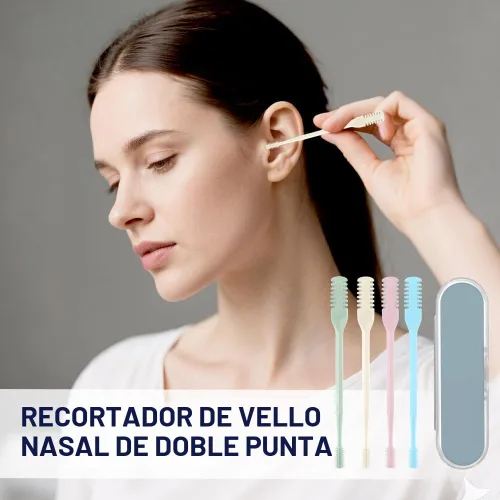 Vista 2 de AprYew Cortador de pelo nasal 2 en 1, recortador de vello nasal para hombres y mujeres, herramienta de extracción manual portátil de 360° con Beige