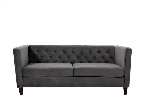 Vista 27 de Container Furniture Direct Muebles clásicos con capitoné y modernos para sala de estar, sofá universitario con relleno, cómodo sofá biplaza de Gris