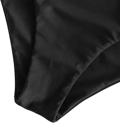 Vista 5 de ZAFUL - Traje de baño estilo bikini de dos piezas con cuello redondo y tiro alto para mujer