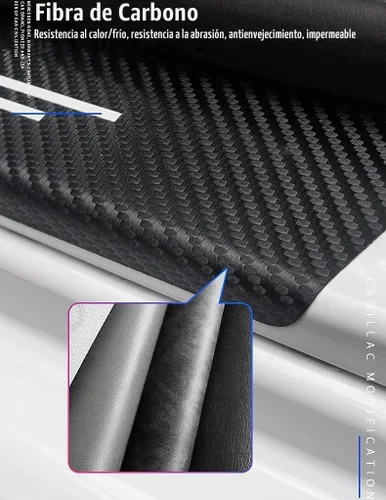 Vista 4 de 4 calcomanías protectoras de fibra de carbono para umbral de puertas de automóvil – Protector de entrada de puerta delantera/trasera compatible