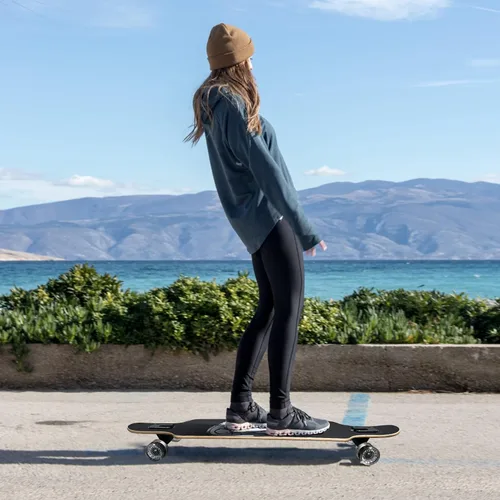 Vista 3 de Monopatín largo para adultos, adolescentes, niños de 6 a 12 años, adultos, hombres y mujeres, patineta completa de crucero para deslizarse, tallar